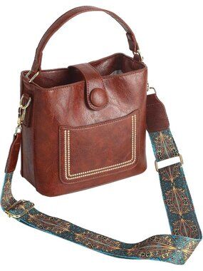 Women's Reddish Brown Small PU Leather Shoulder Crossbody Bags with Front Pocket